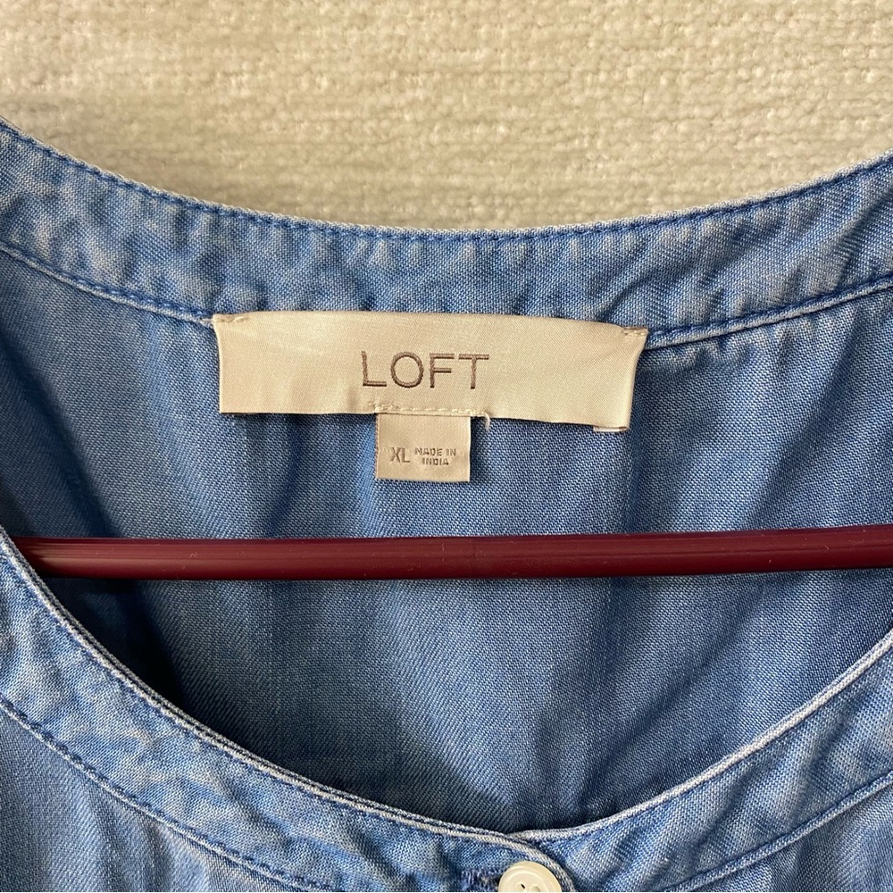 LOFT Blue Ruffle Sleeve Blouse - Picture 2 of 5